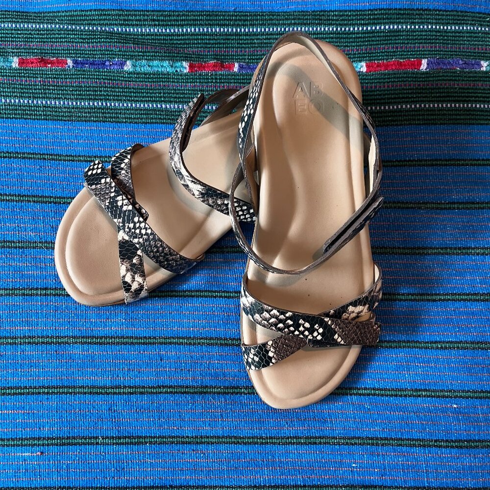 Abeo Oasis Slingback leather snakeskin sandals size 7.5